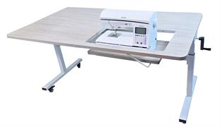 Horn - Height Adjustable Sewing and Cutting Table - Grey Oak (Flat Packed)